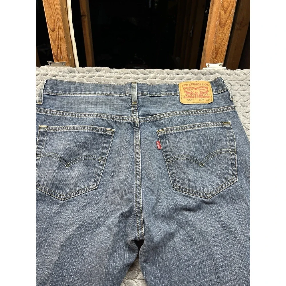 Levi's 569 Loose Straight Jeans Mens 34x34 Blue Denim Relaxed Skate Grunge Relax